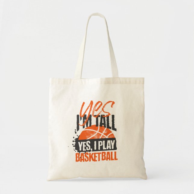 Yes I Play Basketball Typography Tote Bag (Front)