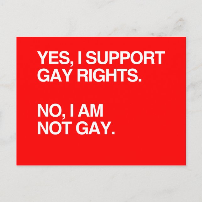 YES, I SUPPORT GAY RIGHTS POSTCARD (Front)