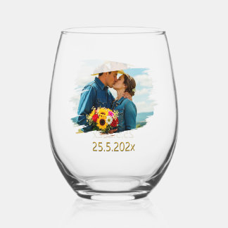 Yes I will, The Kiss, Wedding /Anniversary Stemless Wine Glass