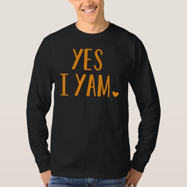 Yes I Yam  Thanksgiving Halloween Matching Couple T-Shirt (Front)