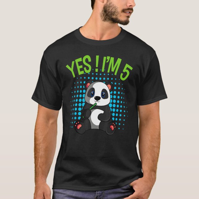 Yes I'm 5 Birthday Panda Theme Bday Party Celebrat T-Shirt (Front)