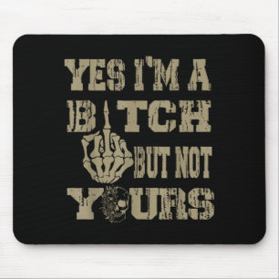 Yes i'm a but not yours retro skull graphic mouse pad