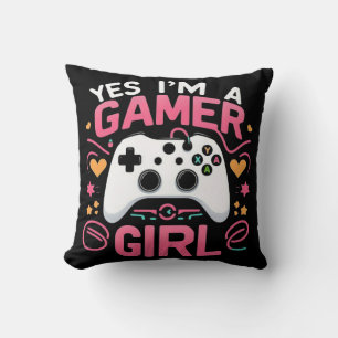 Yes I'm A Gamer Girl: Pink & White Controller Cushion