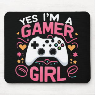Yes I'm A Gamer Girl: Pink & White Controller Mouse Pad