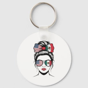 Yes Im Both Of Them Proud American Mexican Flag Me Key Ring