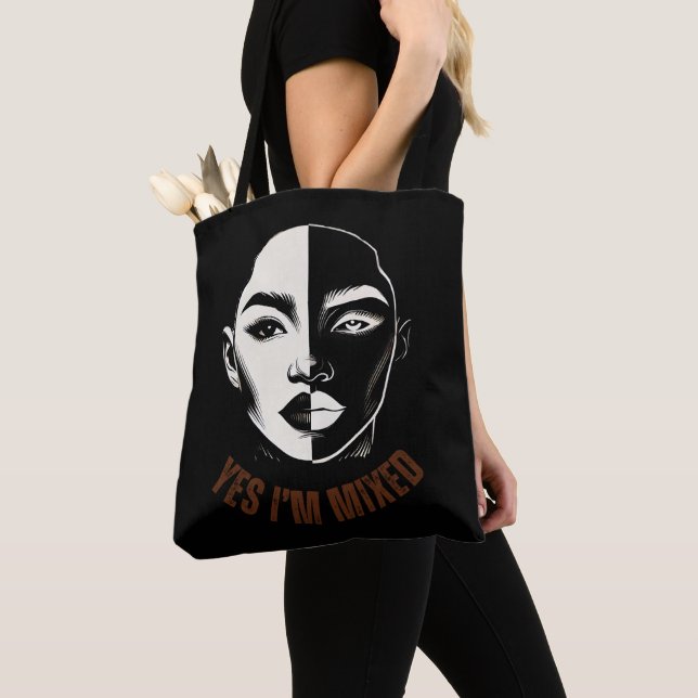 YES I'M MIXED Diversity Face All-over print Tote Bag (Close Up)