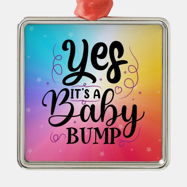 Yes It's A Baby Bump - Pregnancy Announcement Metal Tree Decoration (Front)