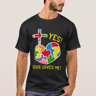 Yes Jesus Loves Me Puzzles Autism Awareness Kids T-Shirt