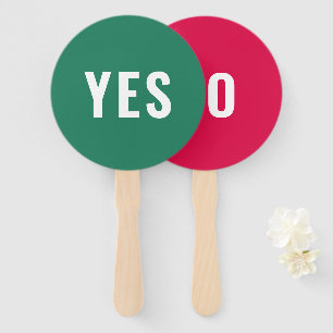 Yes No Game Modern Bright Red Green Hand Fan