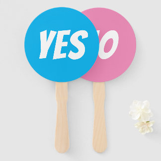 Yes / No gender reveal boy quiz game signboards Hand Fan