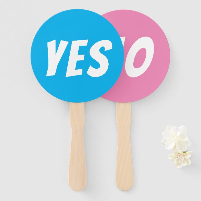 Yes / No gender reveal boy quiz game signboards  Hand Fan (Front and Back)