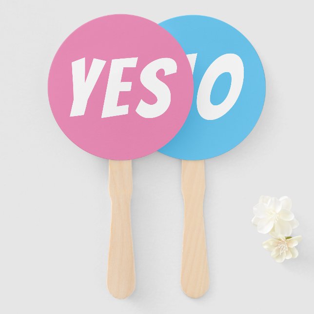 Yes / No gender reveal Girl quiz game signboards Hand Fan (Front and Back)