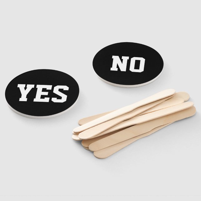 Yes or No Game Black and White Typography Hand Fan (Non-assembled)