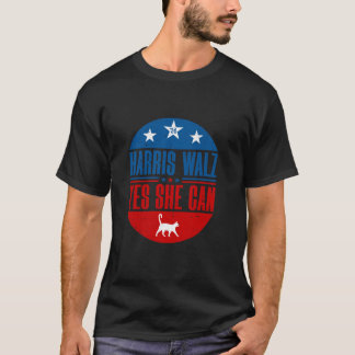 Yes She Can Harris Walz 2024 Childless Cat Lady Vi T-Shirt