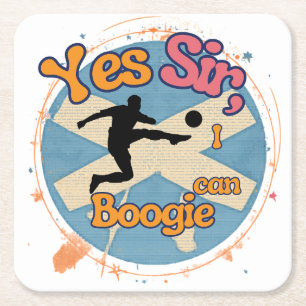 Yes Sir I can Boogie with Footballer Square Paper Coaster
