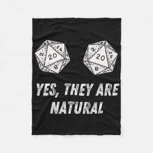 Yes They're Natural D20 20 Dice Funny Rpg Board Ga Fleece Blanket