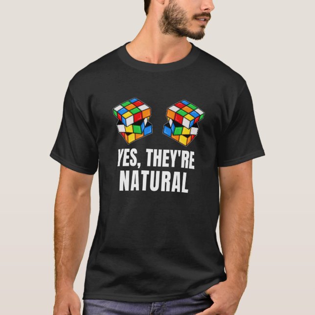 Yes They're Natural Matching Cube Puzzle Game Play T-Shirt (Front)