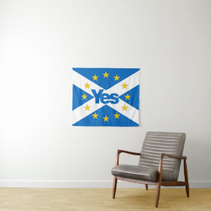 Yes to Independent European Scotland Flag Tapestry