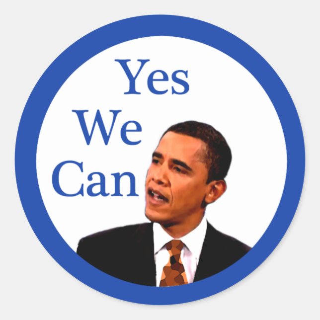 Yes We Can Barack Obama 2008 Classic Round Sticker (Front)