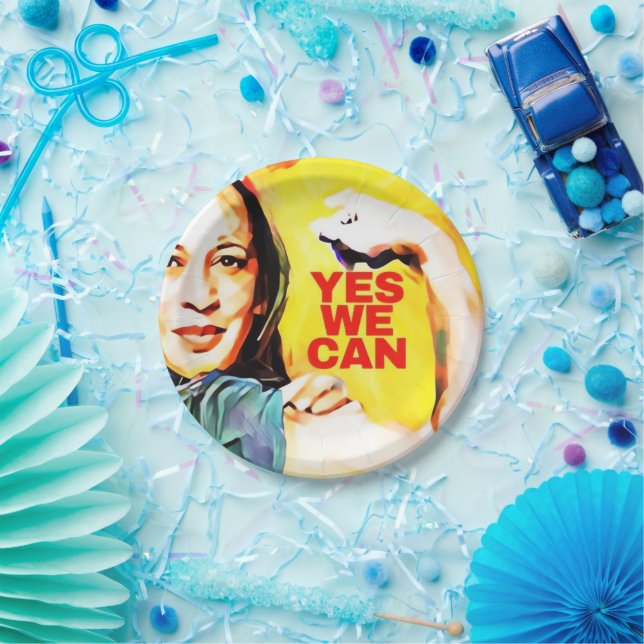 Yes We Can - Kamala Harris Tim Walz Election 2024 Paper Plate (Party)