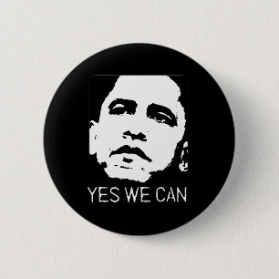 YES WE CAN T-SHIRT 6 CM ROUND BADGE