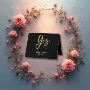 Yes We Do Black Gold wedding guest card