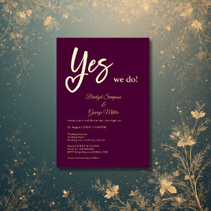 Yes We Do plum Gold Wedding save the date card