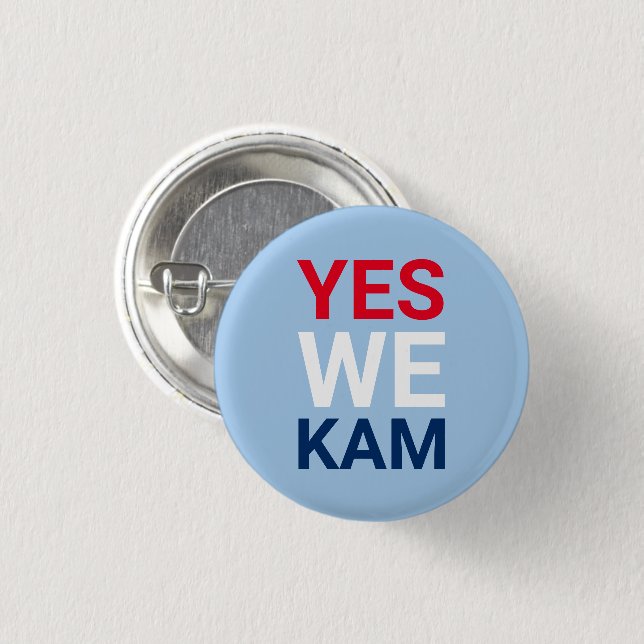 Yes We Kam funny red white blue typography 3 Cm Round Badge (Front & Back)