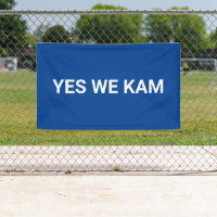Yes We Kam minimalist typography white and blue