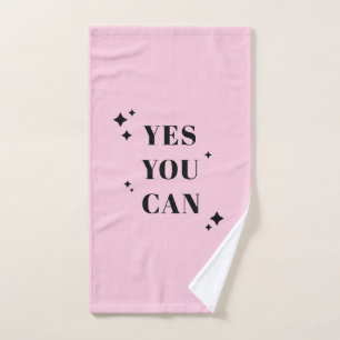 Yes You Can Inspirational Quote Bath Towel Set