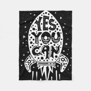 Yes You Can Rocketship Fleece Blanket