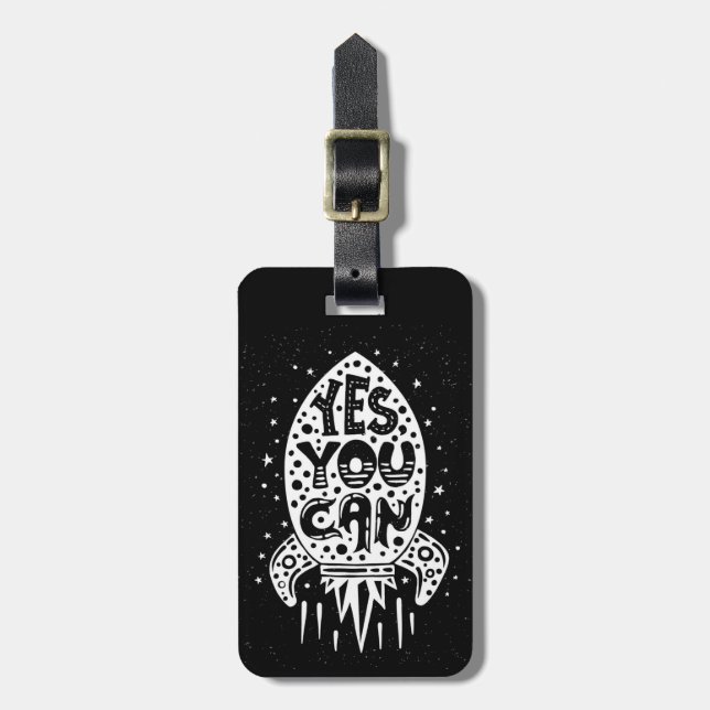 Yes You Can Rocketship Luggage Tag (Front Vertical)