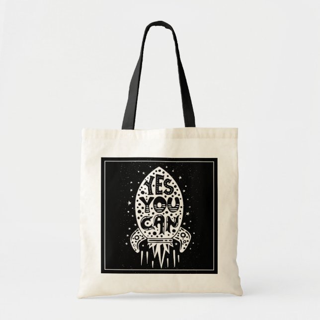 Yes You Can Rocketship Tote Bag (Front)