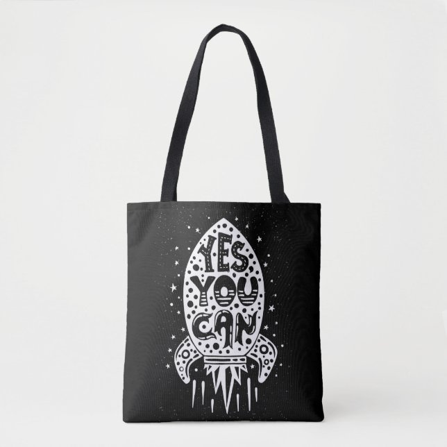 Yes You Can Rocketship Tote Bag (Front)