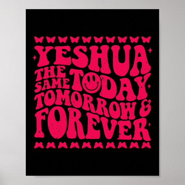 Yeshua Christian Fall Season Bible Verse Groovy Bu Poster (Front)