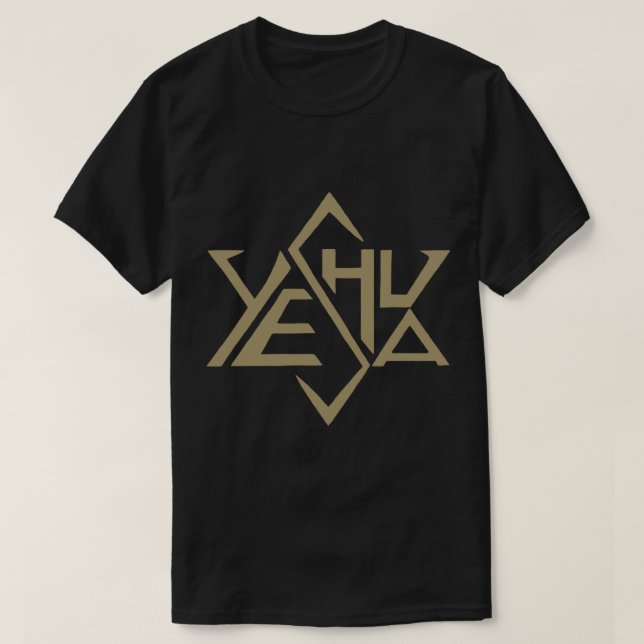 Yeshua Jesus Golden Super Star Tetrahedron of Davi T-Shirt (Design Front)