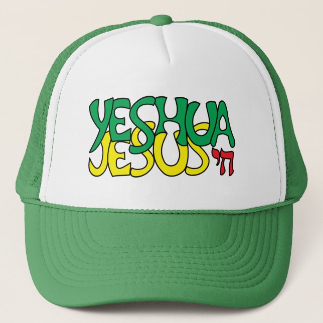 Yeshua Jesus Green Trucker Hat (Front)