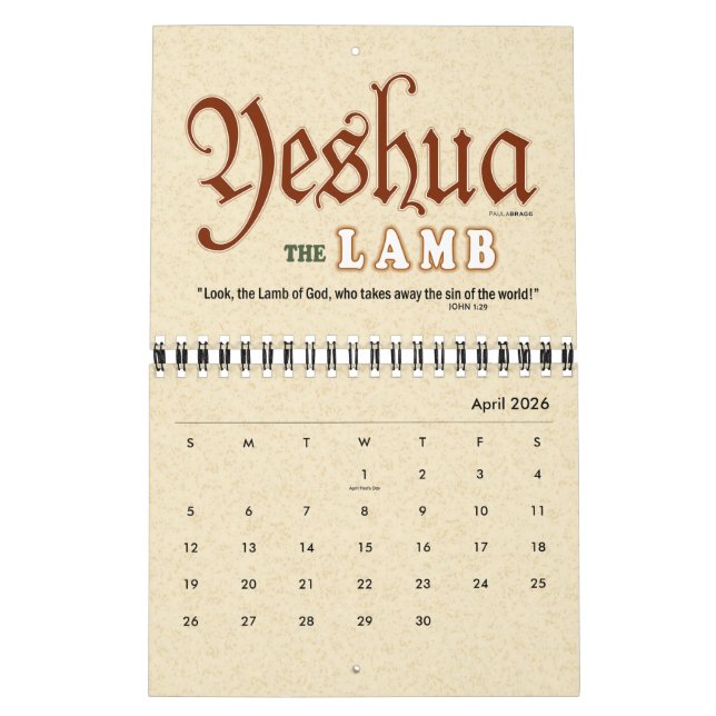 YESHUA Jesus Hebrew Jewish Name Christian Messiah Calendar (Apr 2026)