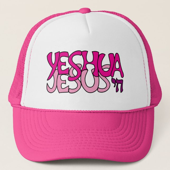 Yeshua Jesus Pink Trucker Hat (Front)