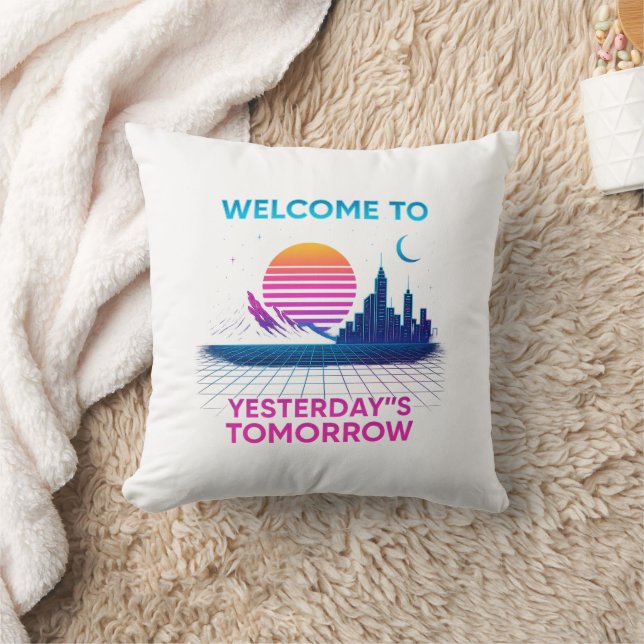 Yesterday's Tomorrow - Retro Synthwave Design Cushion (Blanket)