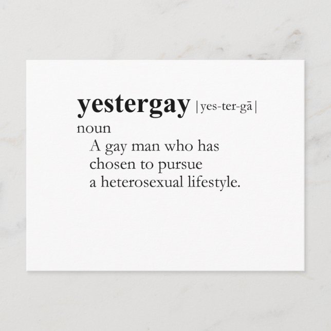 Yestergay (definition) postcard (Front)