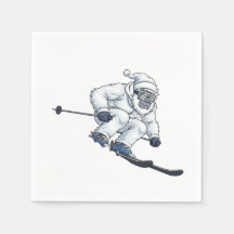 Yeti Abominable Snowman Skiing Funny Holiday  