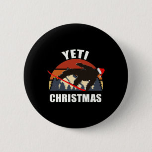 Yeti Christmas - Bigfoot Snowboarding Wearing Red  6 Cm Round Badge