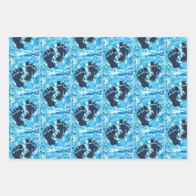 Yeti Foot Print Magnetic Card Wrapping Paper Sheet (Front)
