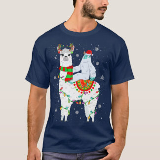Yeti Lover Xmas Lights Santa Yati Riding Llama Chr T-Shirt