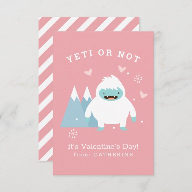 Yeti or Not Classroom Valentine Card (Front/Back)