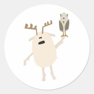 Yeti & Owl Classic Round Sticker