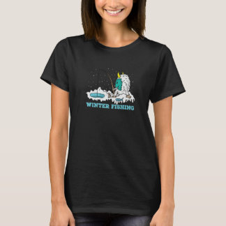 Yeti Polar Bear Ice Fishing in Winter at the Water T-Shirt