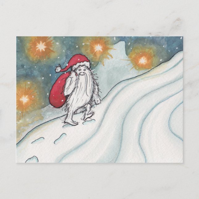 Yeti Santa Holiday Postcard (Front)
