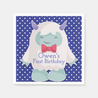 Yeti to Celebrate Boys Abominable Snowman Birthday Napkin